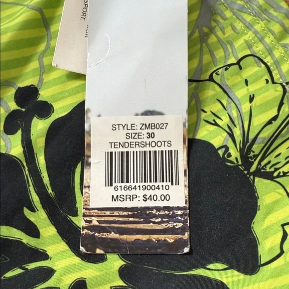 Lime Green Floral Men's Board Shorts - Picture 6 of 7